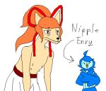 annoyed anonymous_artist anthro avian bare_chest beak bird canid canine ceroba_(undertale_yellow) duo female flat_chested fox low_res mammal martlet_(undertale_yellow) multi_nipple nipples snout text undertale_(series) undertale_yellow