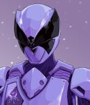  1other absurdres armor commentary_request emblem helmet highres ohsama_sentai_king-ohger other_focus papillon_ohger portrait purple_background purple_headwear rita_kanisuka solo super_sentai teecee_zhang 