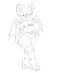 anthro bat big_breasts boots breasts butt clothed clothing female footwear handwear hi_res high_heels huge_breasts krocialblack looking_at_viewer mammal membrane_(anatomy) membranous_wings rouge_the_bat sega smile solo sonic_the_hedgehog_(series) thick_thighs wings