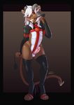  anthro balls clothed clothing demon ear_piercing erection eyewear feline girly glasses hair high_heels horn humanoid_penis incubus legwear lion male mammal mocha_softpaw mochasp penis piercing precum red_eyes rubber solo standing thigh_highs whip white_hair wide_hips zeiro 