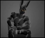 2024 3d_(artwork) 5_fingers abs anthro armada_(artist) biceps black_and_white black_border border bulge chad_(meme) claws clothed clothing digital_media_(artwork) evan_(juicyducksfm) finger_claws fingers garry&#039;s_mod gigachad hair lagomorph leporid long_ears male mammal meme monochrome muscular muscular_anthro muscular_male muscular_thighs pecs petruz_(copyright) rabbit rabbit_(petruz) short_hair sitting solo underwear underwear_only