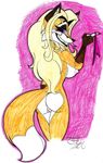  canine fox from_behind mammal panties pinup pose purple_eyes pussy scar smile solo toddrogue69 underwear 