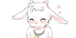  anthro bell blush caprine collar eyes_closed female floppy_ears fur goat happy horn kikurage mammal solo white_fur 