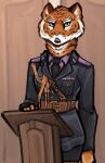 anthro clothed clothing countershade_face countershade_fur countershading felid female fingers fur jam_(artist) mammal necktie pantherine solo tiger