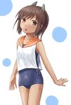  :o bad_id bad_pixiv_id bare_shoulders brown_eyes brown_hair i-401_(kantai_collection) kantai_collection looking_at_viewer one-piece_swimsuit open_mouth ponytail sailor_collar school_swimsuit school_uniform short_ponytail smile solo swimsuit swimsuit_under_clothes yuyuzuki_(yume_usagi) 