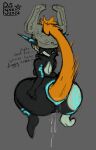 absurd_res anthro anus blue_anus blue_tattoo english_text female fisting grey_background hair hair_hand hi_res humanoid_pointy_ears imp midna multicolored_body nintendo penetration ponytail pyne_(artist) simple_background sketch solo stone_helm tattoo text the_legend_of_zelda twilight_princess two_tone_body