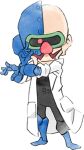  1boy bald big_nose black_jumpsuit blue_footwear cyborg dr._crygor facial_hair jumpsuit lab_coat looking_at_viewer lowres mustache official_art pink_nose takeuchi_kou third-party_source warioware warioware:_get_it_together! 
