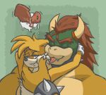  2024 anal anal_penetration anthro anthro_on_anthro anthro_penetrated anthro_penetrating anthro_penetrating_anthro blue_eyes bowser canid canine crossover duo enlisentity erection fox fur genitals hair half-closed_eyes hi_res koopa licking looking_pleasured male male/male male_penetrated male_penetrating male_penetrating_male mammal mario_bros miles_prower narrowed_eyes nintendo penetration penile penile_penetration penis penis_in_ass pictographics red_hair scalie sega sex simple_background sonic_the_hedgehog_(series) speech_bubble tongue tongue_out yellow_body yellow_fur 