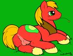 2014 anus balls barefoot big_macintosh_(mlp) butt cutie_mark equine feral freckles friendship_is_magic frown hair hay hooves hornybunny horse lying male mammal my_little_pony nude on_floor on_side penis ryoshockwave short_hair solo 