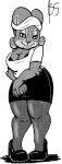 absurd_res black_and_white bunnie clothing female footwear furry halftone hi_res high_heels legwear mature_female monochrome stockings