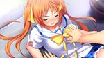  1girl blush breast_grab chiri_(atlanta) chuablesoft eyes_closed game_cg grabbing highres hinohara_kei long_hair open_mouth orange_hair wagaya_no_himegami-sama! 