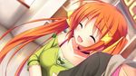  1boy 1girl chiri_(atlanta) chuablesoft collarbone eyes_closed game_cg highres hinohara_kei long_hair open_mouth orange_hair twintails wagaya_no_himegami-sama! 