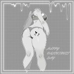 2024 absurd_res big_breasts bitten bra breasts butt butt_tattoo clothed clothing female greyscale headless hi_res holidays humanoid melting monochrome nyxartstation panties partially_clothed solo sports_bra tattoo thick_thighs undead underwear valentine&#039;s_day zombie
