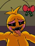2023 avian bird breasts chicken female five_nights_at_freddy&#039;s five_nights_at_freddy&#039;s_2 galliform gallus_(genus) jtcircus mistletoe phasianid plant scottgames solo toy_chica_(fnaf) yellow_body