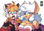 age_difference aged_up anthro bat big_breasts breasts canid canine duo female fox hi_res killerghost kiss_mark lipstick makeup male male/female mammal miles_prower older_female red_lipstick rouge_the_bat sega selfie sonic_the_hedgehog_(series) younger_male