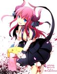  blue_eyes claws detached_sleeves elizabeth_bathory_(fate) elizabeth_bathory_(fate)_(all) fate/extra fate/extra_ccc fate_(series) horns long_hair minafuni pink_hair pointy_ears rubber_duck solo tail two_side_up 