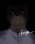 anthro black_background brown_body chang_(the_smoke_room) digital_media_(artwork) echo_(series) echo_project gulonine icerary male mammal marten mustelid musteline orange_eyes shadowed_eyes simple_background solo the_smoke_room watermark