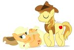  alpha_channel applejack_(mlp) blonde_hair bound braeburn_(mlp) cousin cowboy_hat cutie_mark dm29 duo earth_pony equine eyes_closed female friendship_is_magic green_eyes hair hat hogtied horse male mammal my_little_pony plain_background pony rope smug transparent_background two_tone_hair 