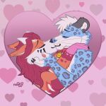 &lt;3 absurd_res animal_humanoid anthro canid canid_humanoid canine canine_humanoid duo felid felid_humanoid female fox fox_humanoid hi_res holidays horn humanoid kissing leopard leopard_humanoid love male mammal mammal_humanoid naoto pantherine pantherine_humanoid romantic romantic_couple valentine&#039;s_day ych