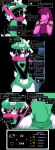 absurd_res anthro armband blush bodily_fluids bovid bracelet bulge caprine clothing deltarune dialogue dinosaur duo eyewear fangs female freckles frist44 fur glasses goat hi_res horn jewelry male mammal pink_body ralsei reptile scalie scarf spiked_armband spiked_bracelet spikes steamy_breath susie_(deltarune) sweat teeth undertale_(series) white_body white_fur white_ribbon yellow_sclera