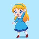  1girl :d blonde_hair blue_eyes original smile waving 