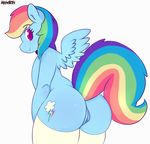  antelon back_turned blue_fur clitoris cutie_mark equine feathers female friendship_is_magic fur hair hi_res hooves horse legwear looking_at_viewer looking_back mammal multi-colored_hair my_little_pony pegasus pony presenting purple_eyes pussy rainbow_dash_(mlp) raised_tail smile solo standing stockings wings 