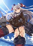  :&lt; amatsukaze_(kantai_collection) ass_visible_through_thighs black_panties blush brown_eyes choker dress garter_straps image_sample kantai_collection long_hair looking_at_viewer missile panties pantyshot pantyshot_(standing) red_legwear rensouhou-chan sailor_dress short_dress silver_hair solo standing thighhighs tsuuhan twitter_sample two_side_up underwear very_long_hair 