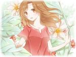  :d arrietty brown_eyes brown_hair hiro_(hirohiro31) karigurashi_no_arrietty long_hair looking_at_viewer open_mouth smile solo wind 