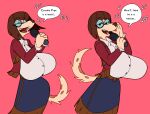 anthro big_breasts bob_cut breasts canid canine clarita_(crackiepipe) clothed clothing crackiepipe female fully_clothed hi_res looking_at_viewer mammal sagging_breasts singing solo text