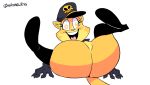  2018 animated big_butt boots butt cat clothing featureless_crotch feline female footwear gloves hat hitting huge_butt hypnosis lilly_(vimhomeless) looking_at_viewer lying mammal mind_control no_sound on_back parody ren_and_stimpy silly_face thick_thighs vimhomeless wide_hips 