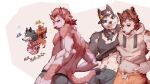 16:9 canid canine canis domestic_dog felid group hi_res humanoid male mammal pantherine tiger trio widescreen wolf x1aoyaoya