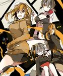  bad_id bad_pixiv_id can can_to_cheek cyawa daze_(kagerou_project) glasses grin hood hoodie kagerou_project kisaragi_momo long_hair multiple_persona multiple_views one_eye_closed pinstripe_pattern side_ponytail smile soda_can song_name striped 