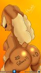 alexcito_potaksio anthro big_butt breasts butt female generation_4_pokemon hi_res looking_back lopunny nintendo pokemon pokemon_(species) solo text text_on_body thick_thighs