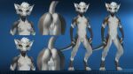 andromorph animal_genitalia anthro balls breasts butt com genitals gynomorph hi_res hnz intersex kobold krakka male model_sheet paint penis pose pussy seductive sheath solo tail