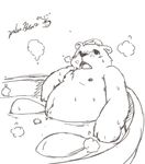  bathtub bear chubby kemono male mammal moobs navel nipples open_mouth plain_background sketch solo stevenlew water white_background 