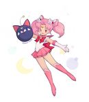  back_bow bad_id bad_pixiv_id bishoujo_senshi_sailor_moon boots bow brooch chibi_usa choker double_bun earrings elbow_gloves full_body gloves hair_ornament hairpin jewelry knee_boots luna-p magical_girl outstretched_arms pink_choker pink_footwear pink_hair pink_sailor_collar pink_skirt pleated_skirt red_eyes ribbon sailor_chibi_moon sailor_collar sailor_senshi_uniform short_hair signature skirt smile solo spread_arms tiara twintails white_background white_gloves yui35 