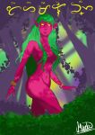 2018 3_fingers absurd_res artist_name baybayin_text big_butt bracelet bracelet_only breasts butt collarbone colored convenient_censorship digital_drawing_(artwork) digital_media_(artwork) empty_eyes english_text eyebrows female female_humanoid fingers forest forest_background green_eyebrows green_hair green_leaves hair hair_covering_breasts head_turned hi_res humanoid humanoid_pointy_ears jewelry light light_beam long_hair looking_at_viewer markoriginals medium_breasts mythological_creature mythology nature nature_background nature_spirit navel nude nude_female nude_humanoid philippine_mythology plant portrait red_body red_breasts red_ears red_skin shaded shrub signature solo species_name tahamaling text three-quarter_portrait tree white_text yellow_eyes yellow_text