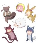  absurdres animal animal_ears bell black_cat blush cat closed_eyes fox fox_ears fox_tail glasses highres inuyama_aoi kagamihara_nadeshiko kitsune oogaki_chiaki rabbit rabbit_ears rabbit_tail raccoon raccoon_ears raccoon_girl raccoon_tail saitou_ena sheep sheep_girl sheep_tail shima_rin smile tail toki_ayano turtle turtle_shell yasu_(pixiv) yurucamp 