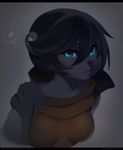  art: black_hair black_nose blue_eyes bust feline female fur hair kanel looking_at_viewer lynx mammal mustelid otter plain_background portrait samantha solo 