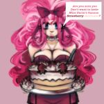  absurd_res big_breasts breasts bunni_funni clothing female food fruit hair hi_res human mammal not_furry overweight pink_hair plant sfw solo strawberry 