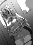  akino_sora blush breath exhibitionism greyscale long_hair love_live! love_live!_school_idol_project minami_kotori monochrome one_side_up open_mouth otonokizaka_school_uniform panties panty_pull pubic_hair pussy school_uniform sketch skirt skirt_lift smile solo steam sweat underwear wavy_mouth 