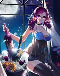  alcohol babydoll bad_id bad_pixiv_id bare_shoulders bottle breasts bucket cup curtains drill_hair drinking_glass flower full_moon glasses ice ice_cube large_breasts lingerie moon nightgown panties red_eyes red_hair see-through solo sword_girls thighhighs twin_drills underwear vernika_answer window wine wine_bottle wine_glass yamijam 