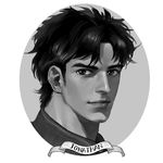  character_name emg_(christain) greyscale jojo_no_kimyou_na_bouken jonathan_joestar lips male_focus monochrome phantom_blood portrait realistic solo 