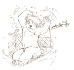 eyes_closed hair hindpaw kemono male necklace open_mouth outside pawpads paws solo stevenlew swimming topless water 