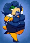 anthro armband blue_hair clothed clothing crossgender female footwear hair hi_res koopa koopaling ludwig_von_koopa mario_bros nintendo overbite overweight overweight_female scalie shell shoes sinribbons solo wand