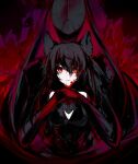  1girl 1other animal_ear_piercing animal_ears arknights black_background black_dress black_gloves black_hair blood blood_in_hair blood_on_face blood_on_hands breasts character_request check_character check_copyright cleavage closed_mouth copyright_request crying crying_with_eyes_open dress expressionless gloves hair_between_eyes hands_on_another&#039;s_neck highres large_breasts long_bangs long_hair looking_at_viewer messy_hair orange_eyes red_background solo tears tears_from_one_eye texas_(arknights) tugmix upper_body 