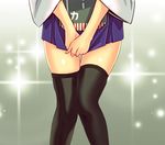  bad_id bad_twitter_id black_legwear covering covering_crotch head_out_of_frame infinote japanese_clothes kaga_(kantai_collection) kantai_collection skirt skirt_tug solo thighhighs zettai_ryouiki 