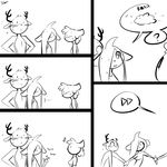  antlers awkward blush caprine cervine comic deer dialog female hair horn male mammal plain_background sheep slypon text topless wet white_background 