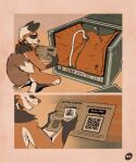 absurd_res bdsm bondage bound canid canine comic cross_fox electronics fox hi_res instructions kerchief latex male mammal nude obrien_(artist) phone red_fox true_fox vacuum_bed