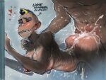  anthro ape bodily_fluids bulge butt chimpanzee cum duo female genital_fluids haplorhine human humanoid male male/female mammal neurodyne pan_(genus) penetration primate sex shower sweat yello 